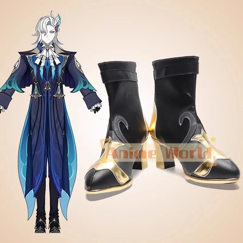 Games Genshin Impact Neuvillette Cosplay Schoenen Zwarte Laarzen Fontaine Rollenspel Halloween Carnaval Vrouwen Mannen Kostuum Partij Prop