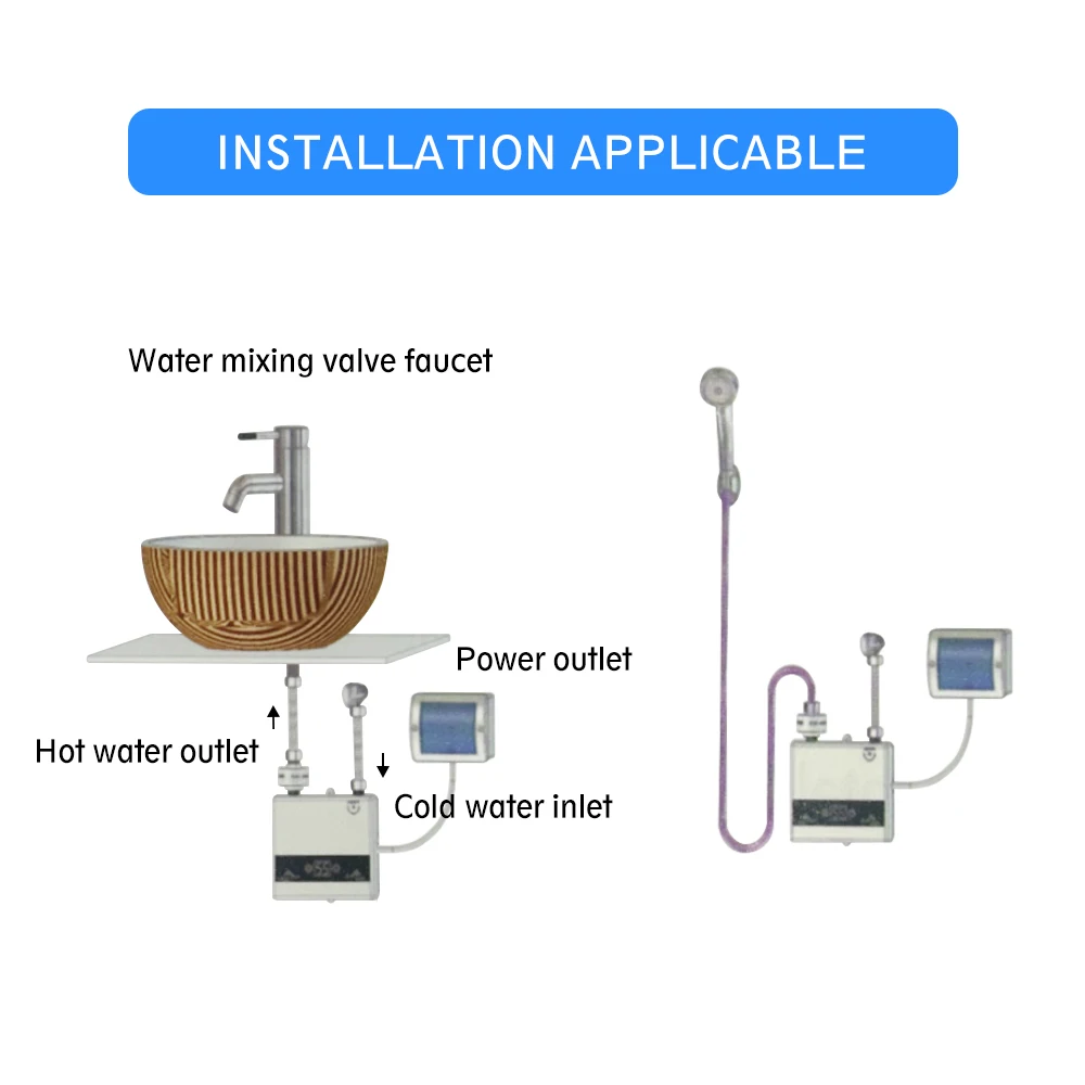 ATWFS 220V 4600W Instant Water Heater Hot Water Shower and Home Kitchen Heating Portable Electric Heaters for Bathroom