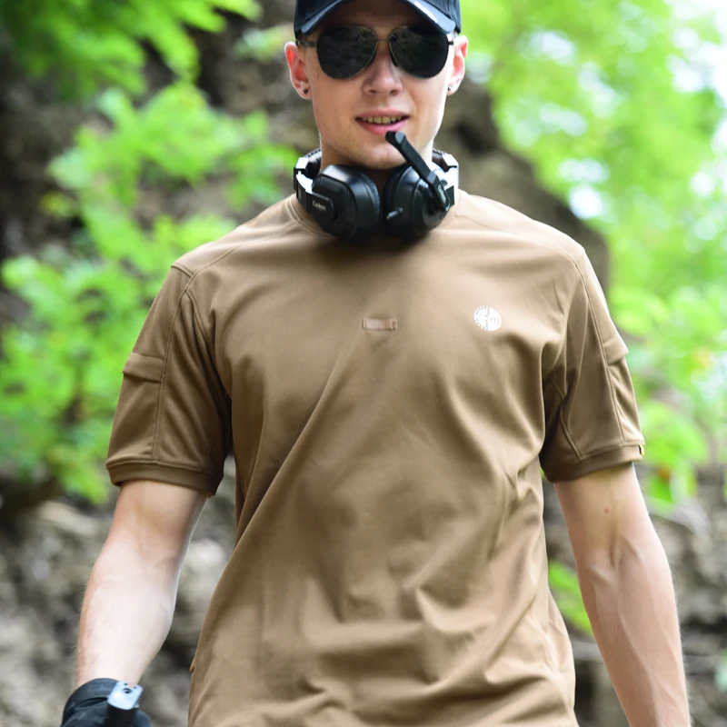 

Men's Tactical Loose Fit ort Sve T-irt Qui Dry Breathable Summer Elastic Training Wear Outdoor Cam Travel Gear