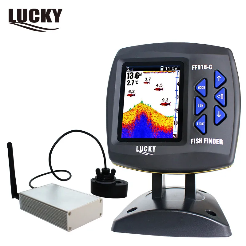 Lucky Sonar Fish Finder Wireless Operating Range 300m/980f Fishing Finder FF918-CWLS Wireless Remote Control Boat Fish Finders