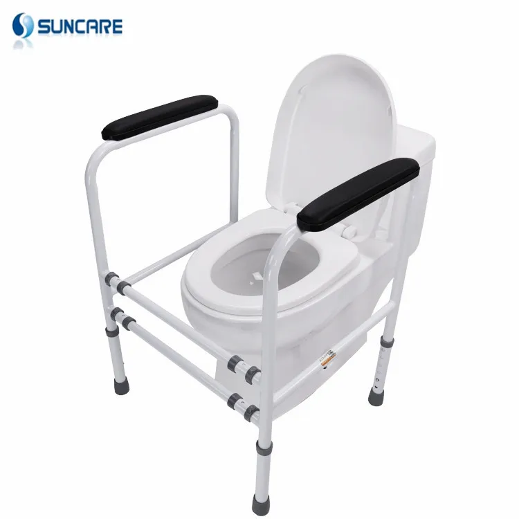 Toilet Armrest, Aluminum Alloy Height Adjustable Bathroom Safety Rail, Removable Suction Grab Bar, Elderly Assist Frame