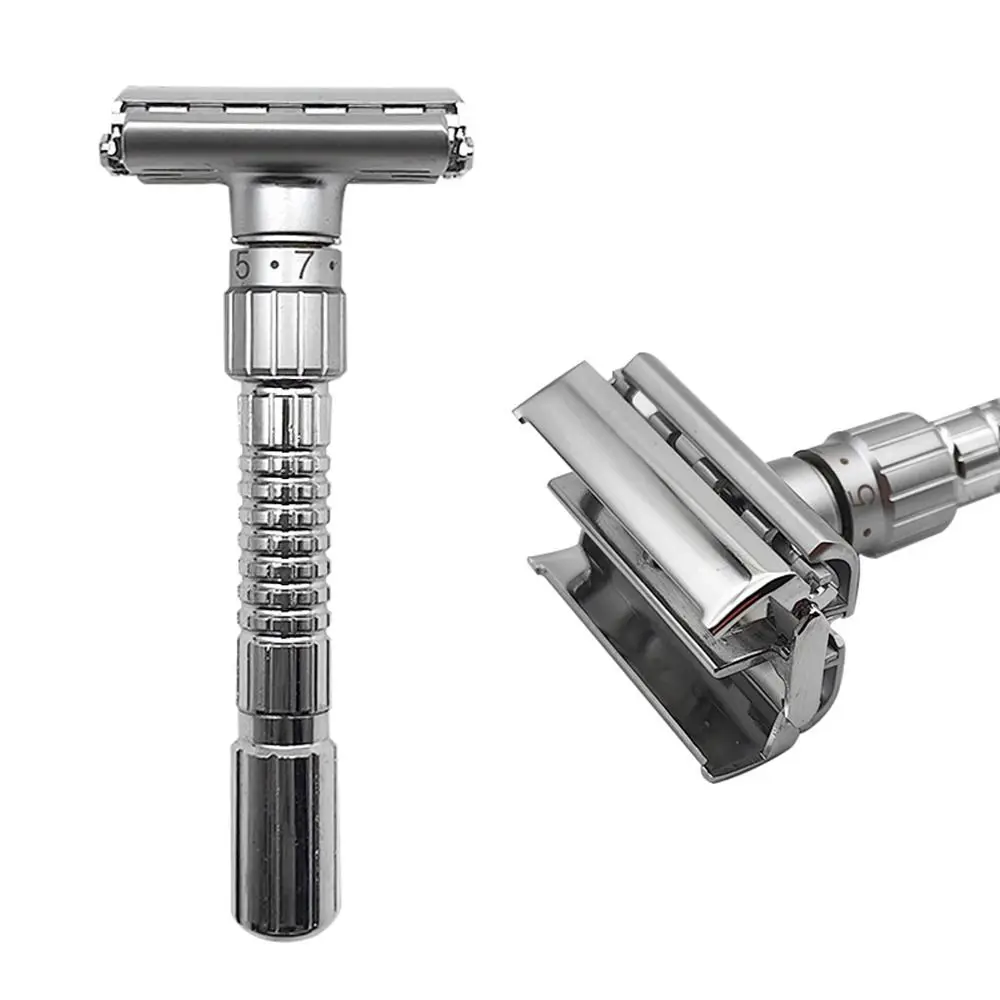 

Smooth Safety Double Edge Men Razor Reusable Long Handle Classic Wet Shaving Razor 5 Blades Rust-proof Manual Shavers Travel