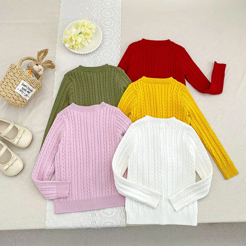 MILANCEL New Spring Kids Sweater 18M-9Y Solid Color Retro Children's Cardigan Thin Girls Knitwear Korean Boys Clothes