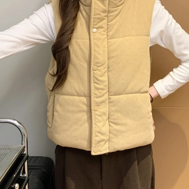 Mulheres colete de veludo outono inverno sem mangas colete curto jaqueta quente algodão colete moda coreano feminino chaleco mujer