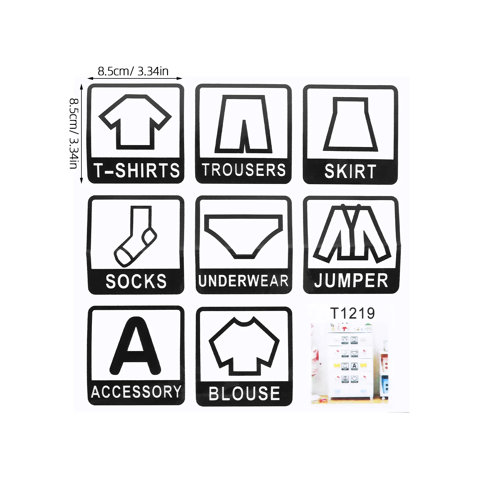 2 Peças de Etiquetas Adesivas Grandes para Roupas, Autoadesivas para Classificação de Roupas em Guarda-Roupas e Quartos