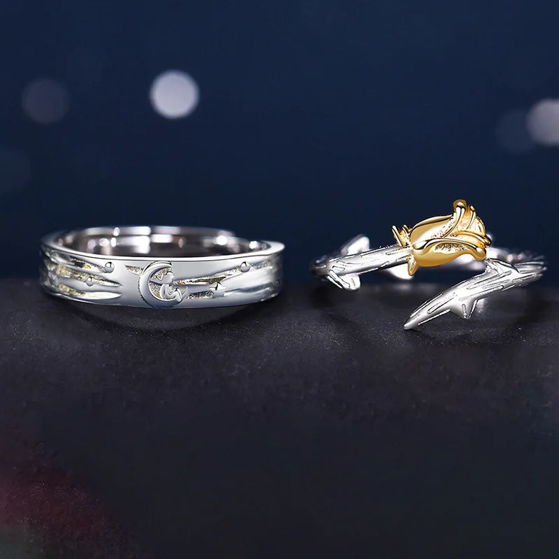 

Thaya S925 Silver Dating Rings Rose and Prince Design Anniversary Rings Engagement Ring for Boyfriend Girlfriend Wedding Jewelry
