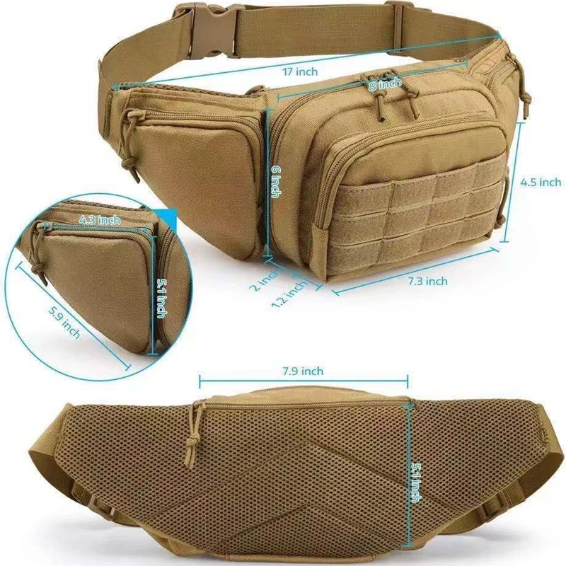 GLOCK 17 Gun Bag Hunting Wiast Bag Tactical Concealed Carry Pistol Pouch Ultimate Fanny Pack Holster Fits 1911, SIG, H&K,