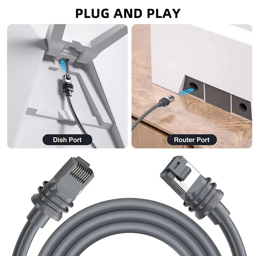 23M/75FT  V3 Gen3 Cable with RJ45 Connector, PVC Sheath Ethernet Wire Compatible with Satellite Internet Router & Dish Kit