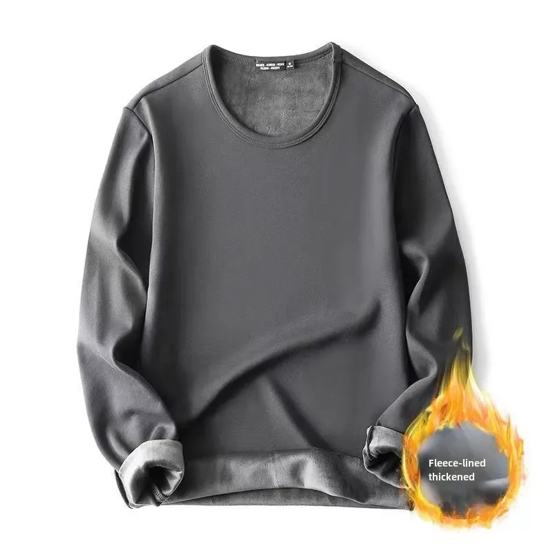 Winter-Herren-Thermo-Unterwäsche Oberteile, Rundhals-Langarm-T-Shirt, Basisschicht-Oberteil, Langärmeliges Freizeit-T-Shirt – Detail 9