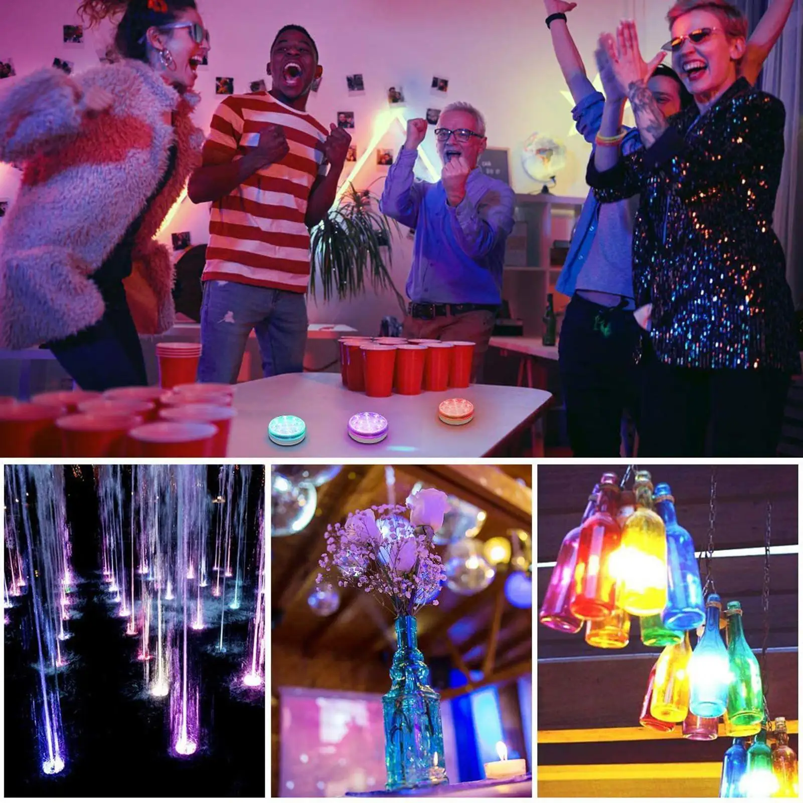 Swimming Pool Lights 16 Colors Rechargeable Waterproof Lighting With Remote Control & Timer 2-pieces Lights For Pool For Outdoor