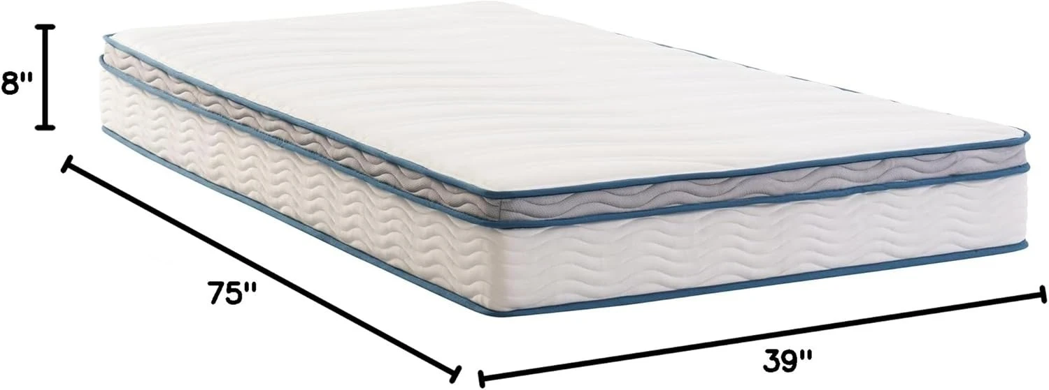 

8 Inch Spring Sensation Hybrid Mattress [New Version], Medium Firm Feel, Fiberglass Free, Youth and Guest Bedroom, Twin