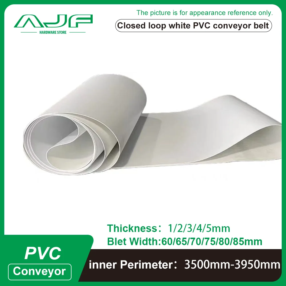 

Perimeter:3500-3950mm white pvc conveyor belt width：60mm-85mm