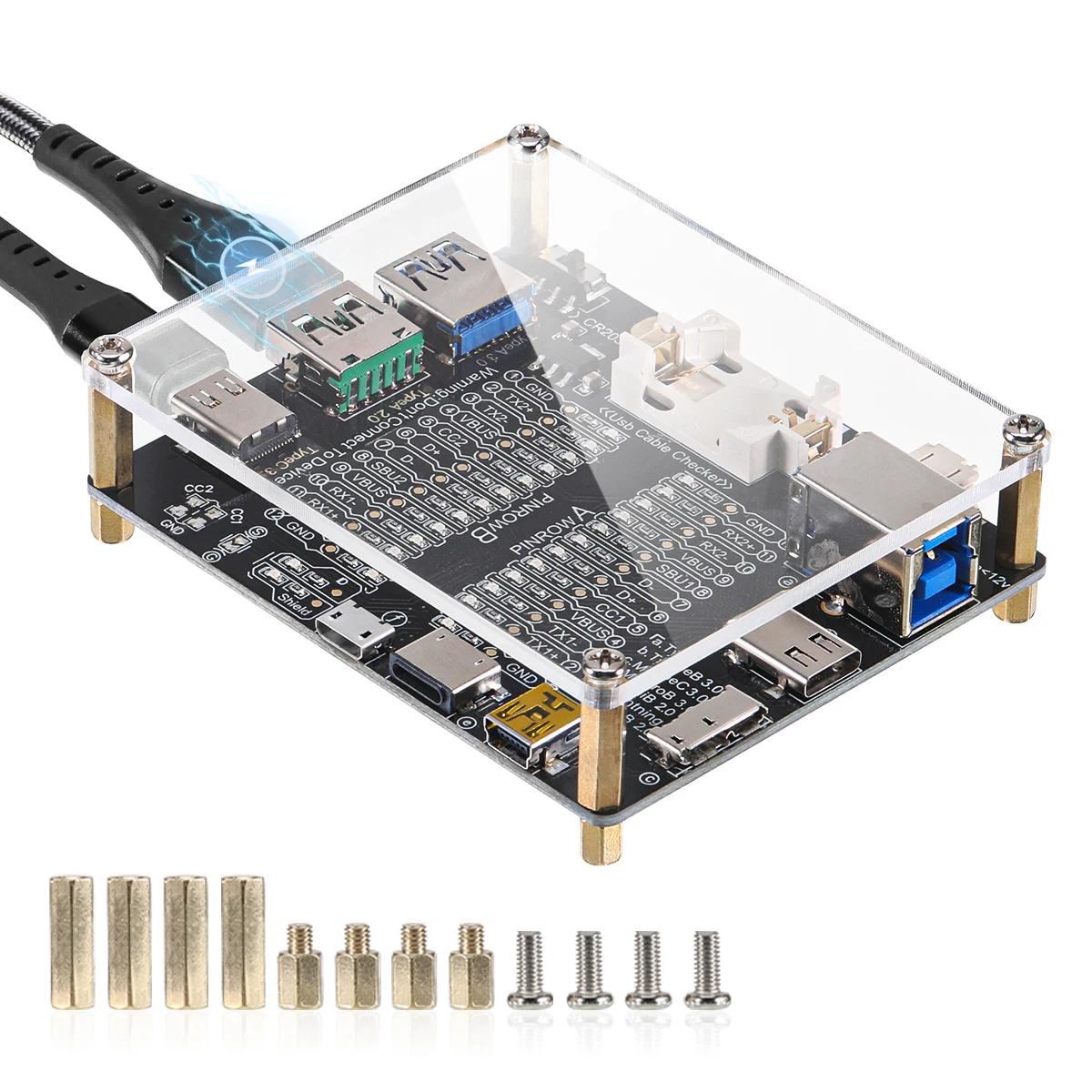 New Micro Type-C Type-B Short Circuit Switch Test Board Data Cable Anomaly Detection USB Cable Tester For iOS Android Test Board