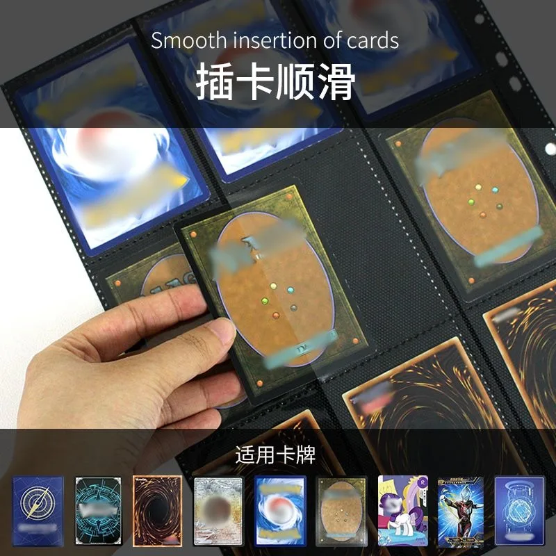 4/9 Pocket Double Sided 20/50PCS Card Binder Refills Clear/Black PP for Pokemon Yu-Gi-Oh MTG Sanguosha Sports Trading Card Pages