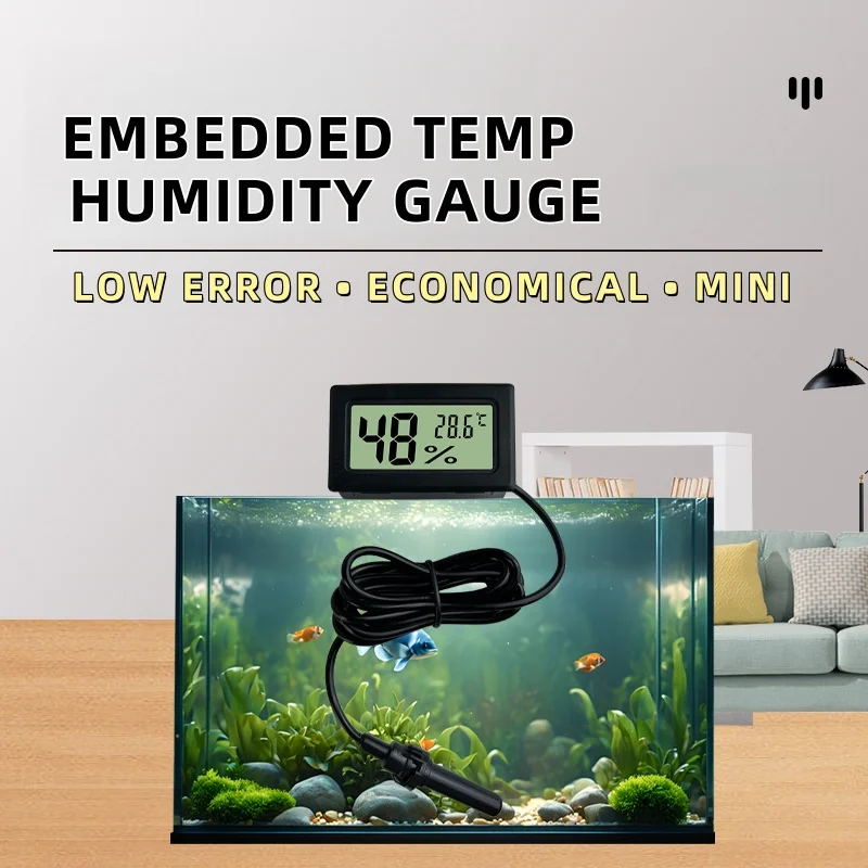 Square Embedded Digital Thermo-Hygrometer for Reptile Terrarium Humidity Box Home Industrial Digital Temperature Humidity Gauge