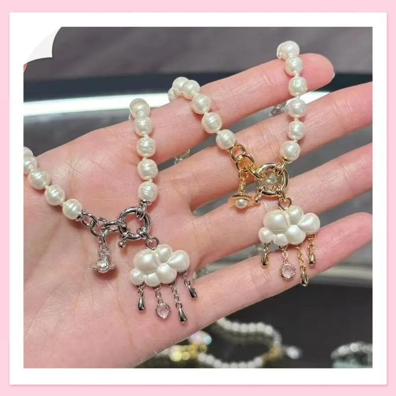 

Новое маленькое ожерелье с подвеской в виде капли воды, жемчугом Сатурн и бахромой, женское, элегантное, стильное, высококачественное, на ключицы