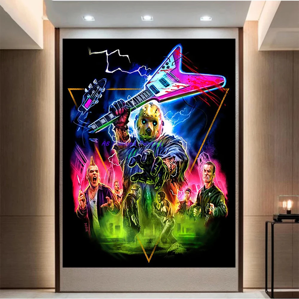 AB Drill DIY Halloween Diamond Painting Cross Stitch Kit Cartoon Horror Story Portrait Skeleton Rhinestone Home Decoration Gifts