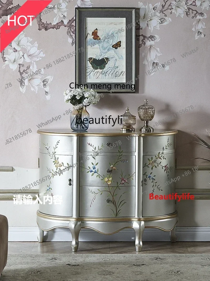 A32 Painted Entrance Cabinet American Living Room Hallway Wall Semicircle Dining Side Solid Wood Locker