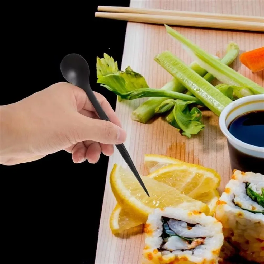 Multi-functional Sauce Spoon 2in1 Design Portable Food Tweezers Stainless Steel Flavor Test Spoon Tweezers Kitchen Utensil