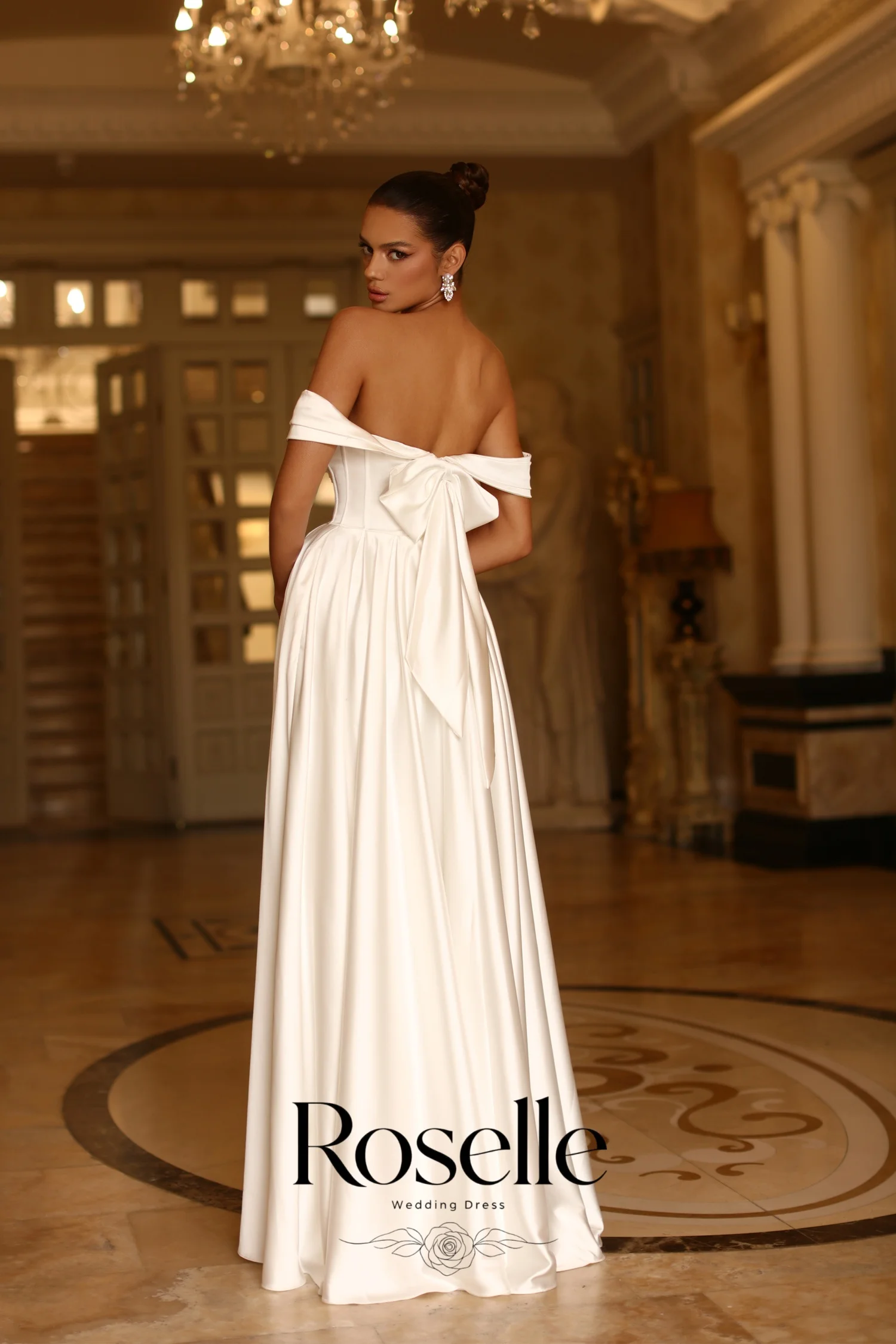 ROSELLE Simple Elegant Strapless A-Line Wedding Dress Off Shoulder Bow Open Back 2026 Bridal Gown Customized свадебное платьеl