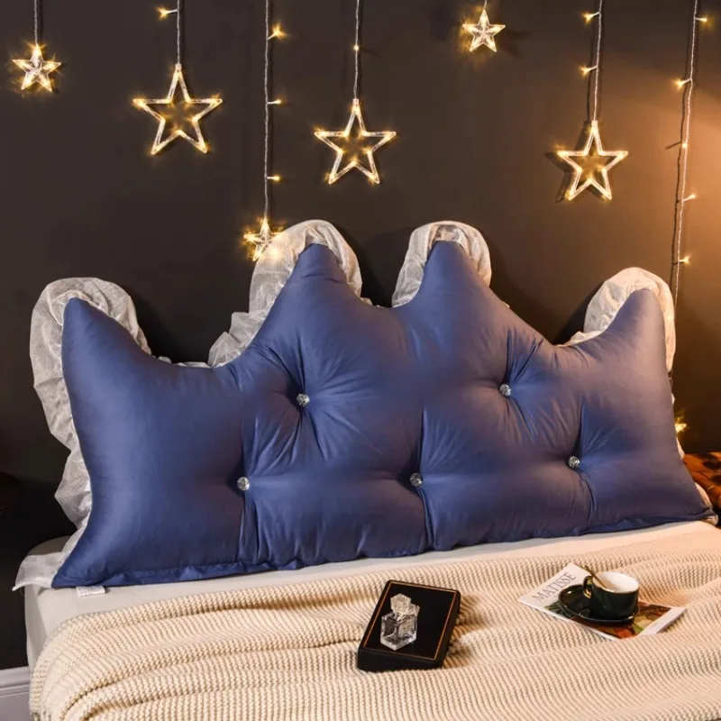 Solid color princess bedside cushion bed large backrest cushion long pillow waist pillow double bed head couch soft bag