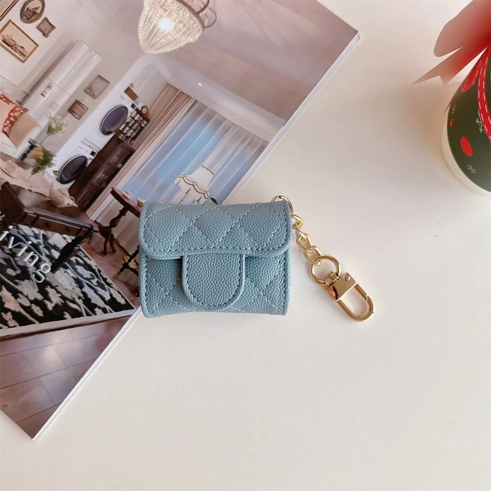 Mode lederen draadloze Bluetooth-headset beschermende schaal voor AirPods 4 2 3 Pro 2 met sleutelhanger Gemakkelijk mee te nemen Mannen en vrouwen