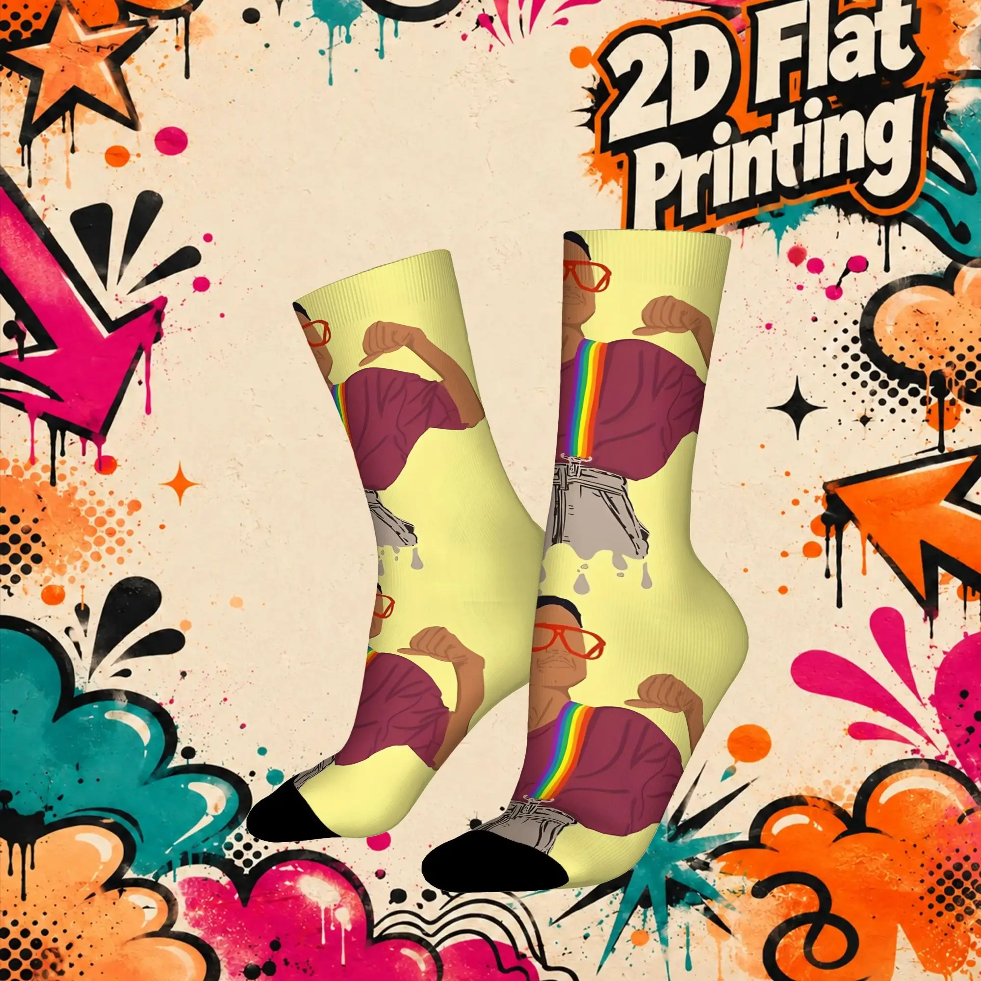 Steve Urkel Retro Family Matter Street Style Novelty Seamless Mid-calf Creative Sock Sports Socks