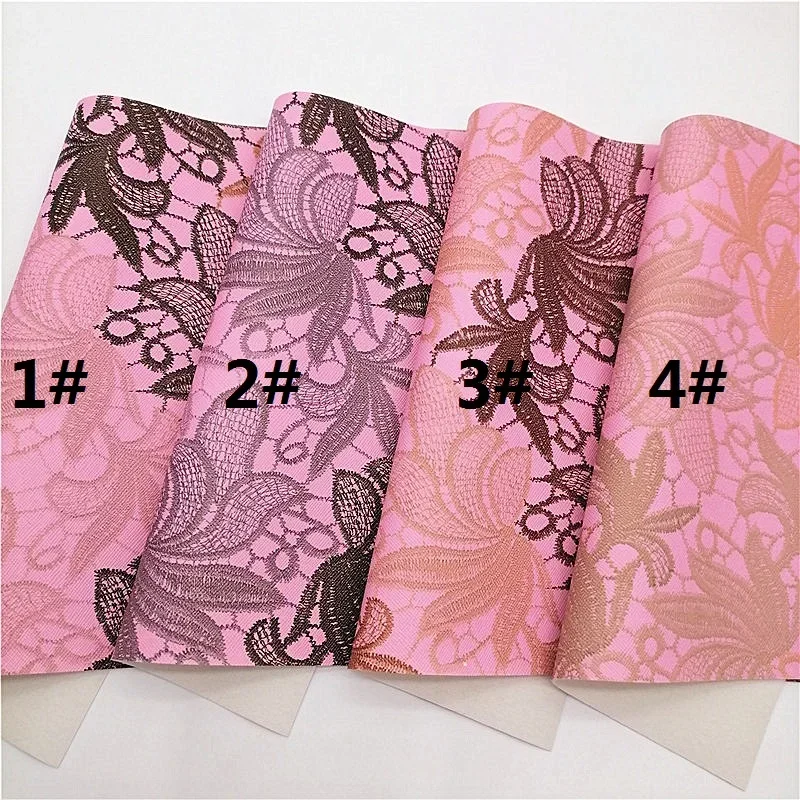 Flowers Printed synthetic Leather Fabric sheets Pink Faux leather Sheets Craft Leather For Bows Earrings DIY 21X29CM FZ093A