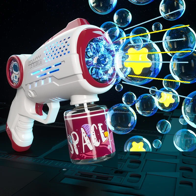 Bubbles Gun Soap Bubble Machine Electric Space Launcher Children's Day Gifts Full Automatic Bubbles with Light Backpack Kids Toy