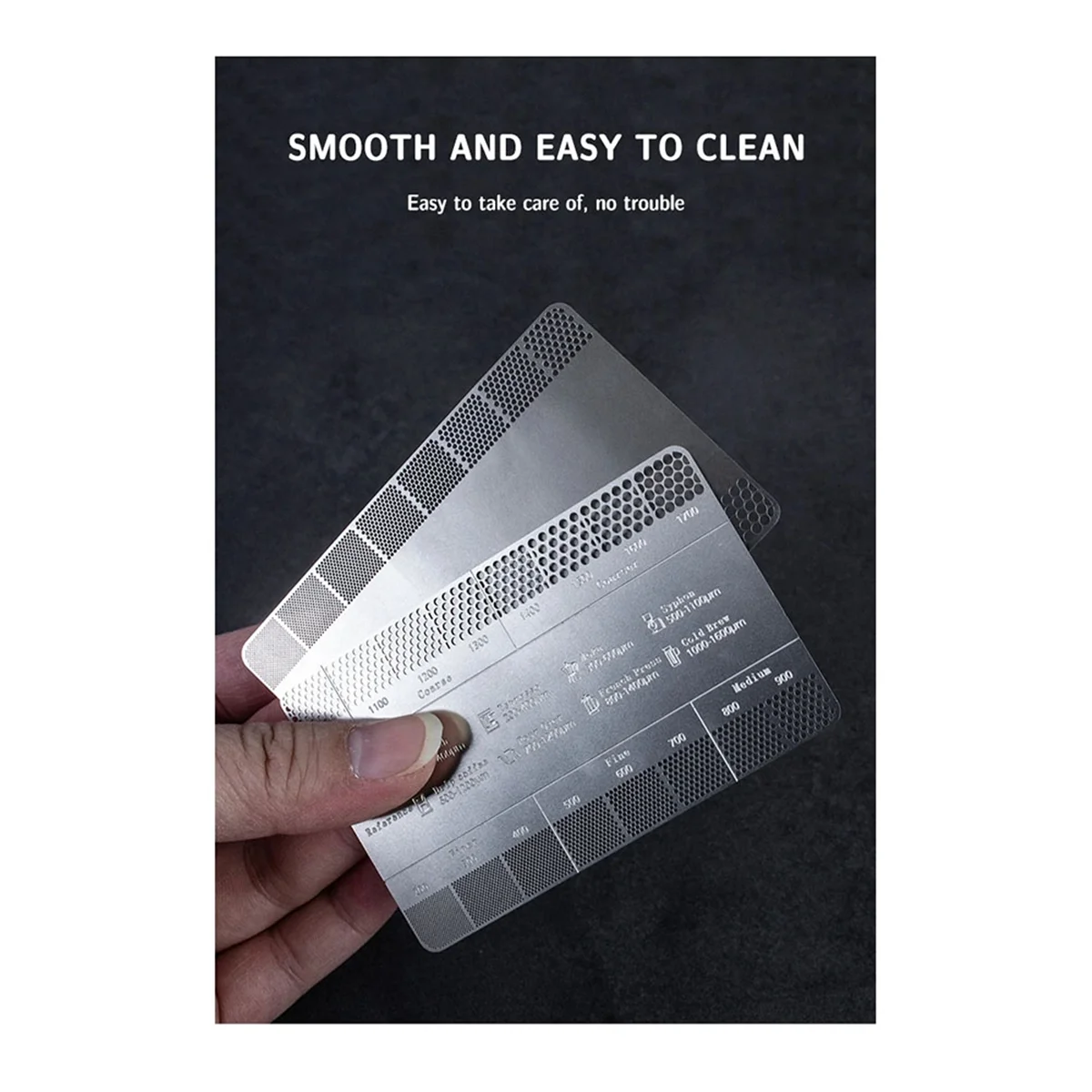 Espesor de molienda de café en polvo, tarjeta de comparación de referencia, molinillo, escala de comparación de espesor de polvo de molienda