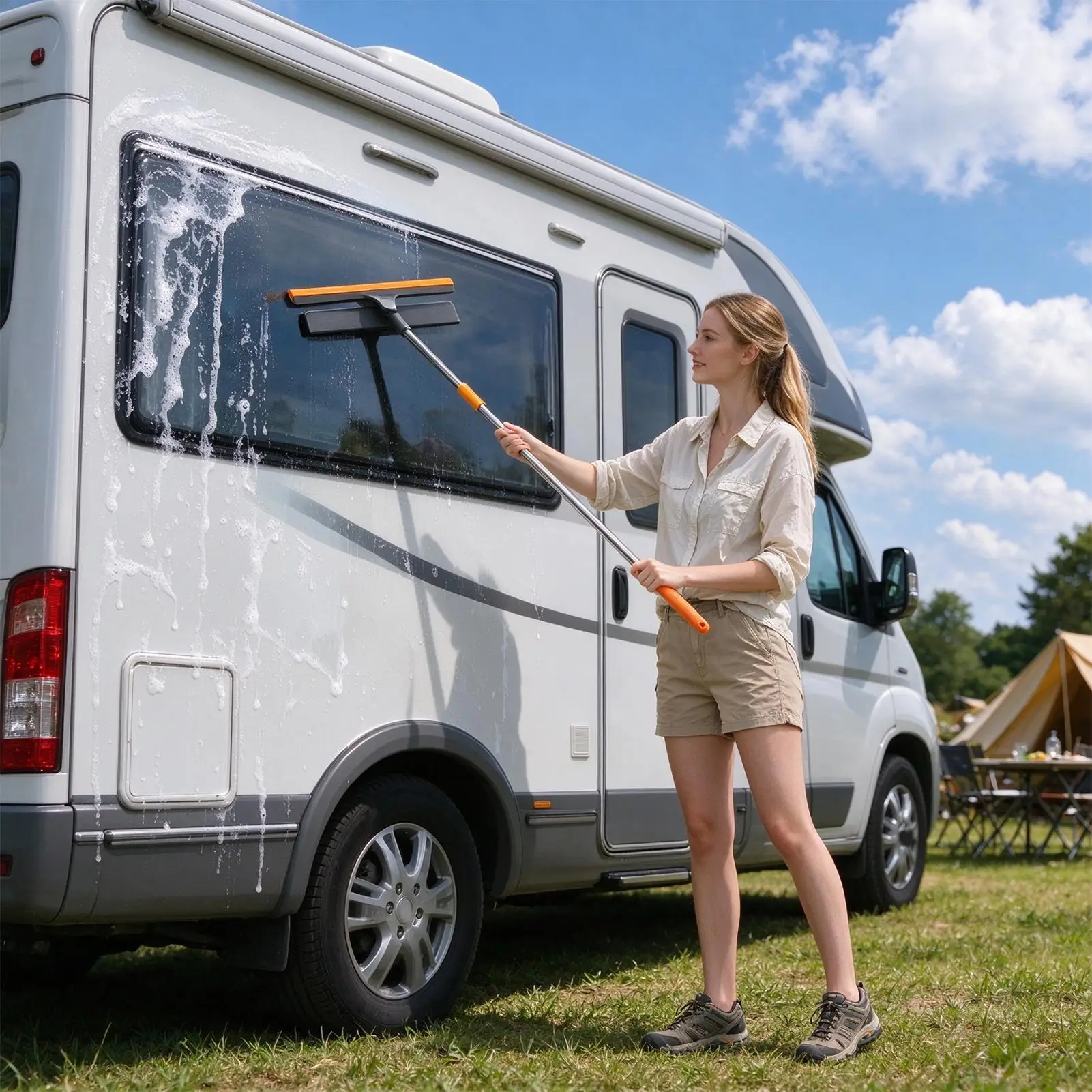 Window Washer Extendable Frost & Fog Removal Scrubber Window Washing Equipment For Shower Car Windshield Bathroom Tub Bathtub