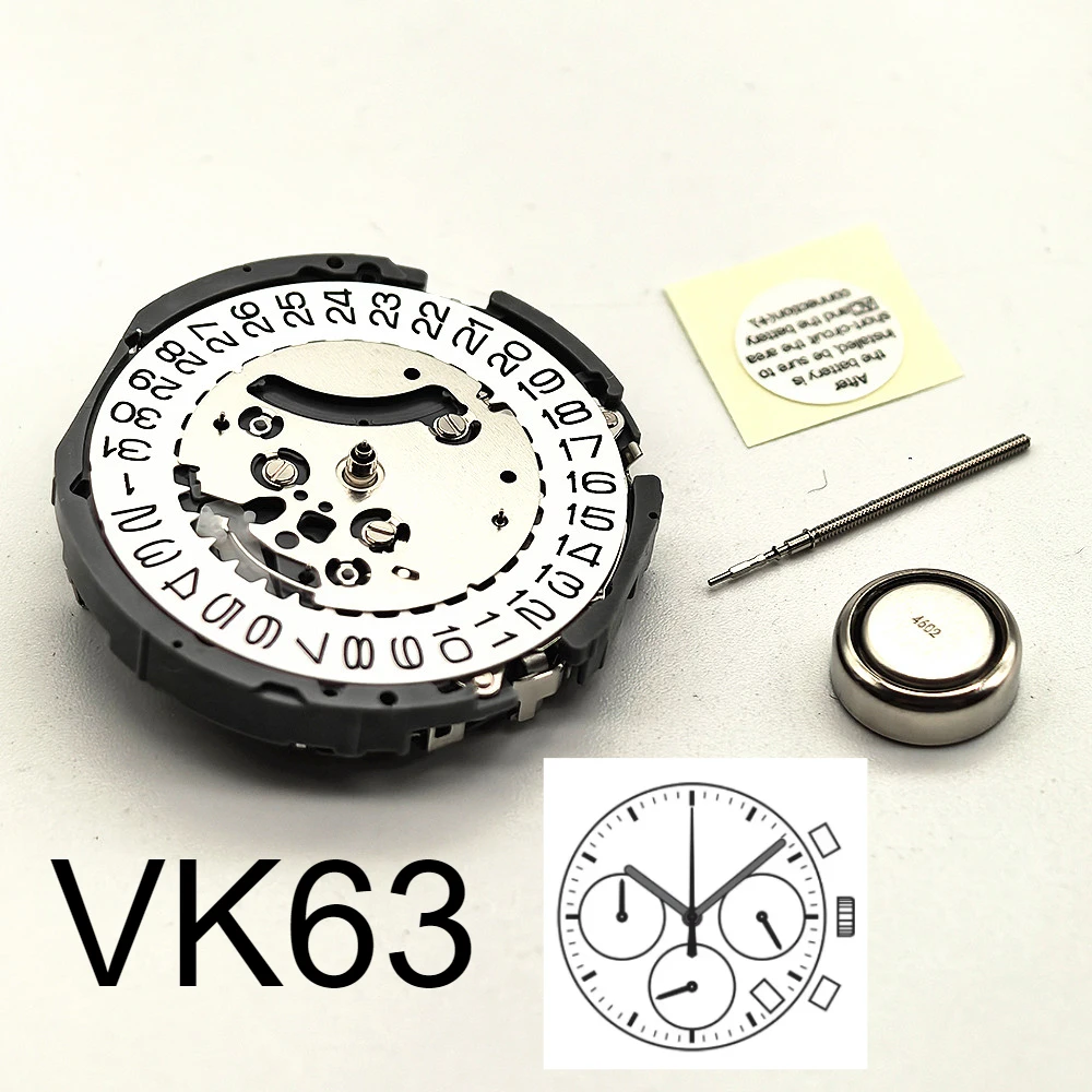 VK63 VK63A High Accuracy Quartz Japan Movement Chronograph Three Hands With Date Small Chronograph 24Hour Multifunctional