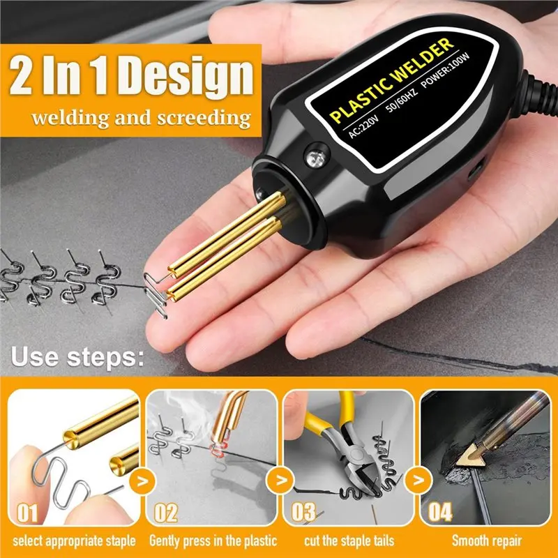 ABVC Mini Plastic Welding Welder Repair Tool 100W Hot Stapler Kit-Fast Heating For Car Bumper Cracks US Plug