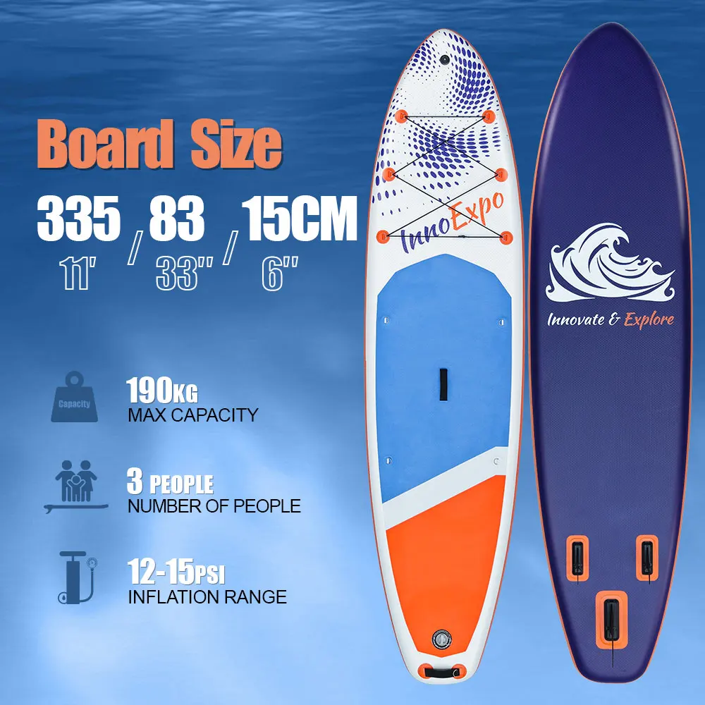 Tabla de Paddle Surf Inflable InnoExpo 335*83*15cm, Tabla de Surf SUP Antideslizante para Deportes Acuáticos con Accesorios
