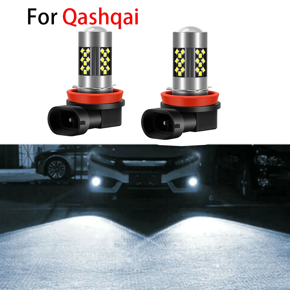 

2pcs Led Car Fog Lamp for Nissan Qashqai J10 J11 2007-2020 2021 2022 Front Fog Light Bulb Car Accessories Canbus White ice blue