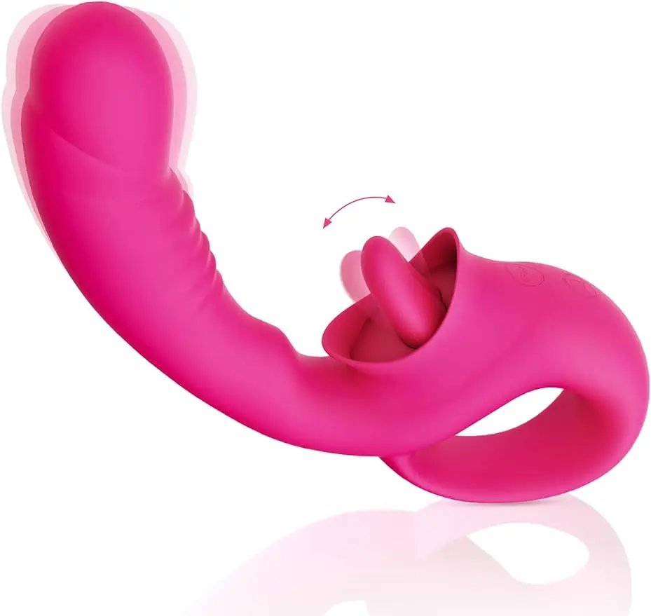 

Clitoral Licking G Spot Vibrator for Women Realistic Dildo 10 Licking & Vibrating Modes Penis Adult Sex Toys for Women