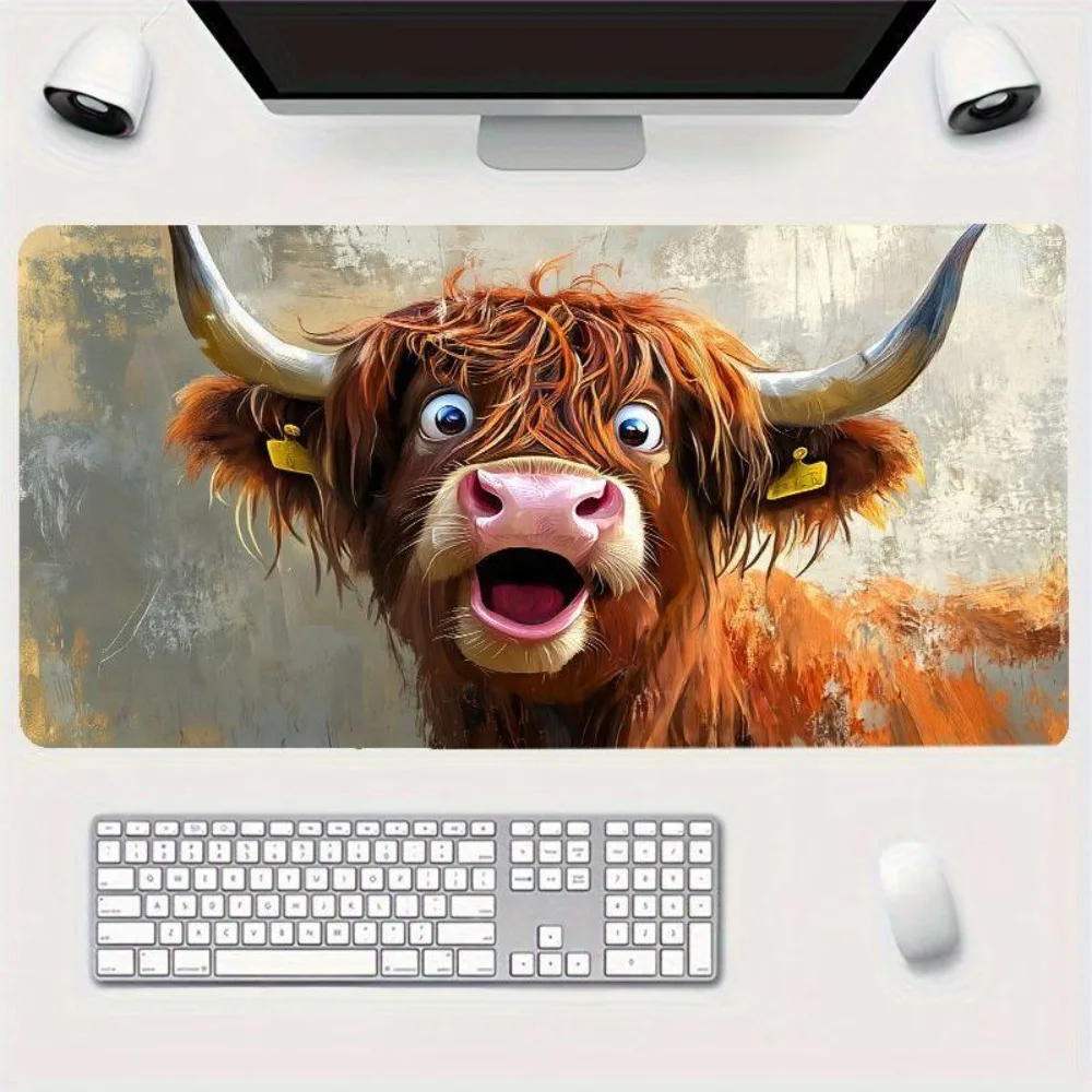Tapis de souris créatif et adorable en forme de vache des Highlands, accessoire décoratif pour ordinateur, tapis de souris alfombrillas gaming