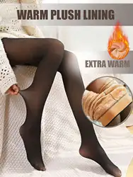 Thick Velvet Pantyhose with Warm Elastic Material Winter High-Waisted Tights with Natural Sexy Figure  Black Sheer Design