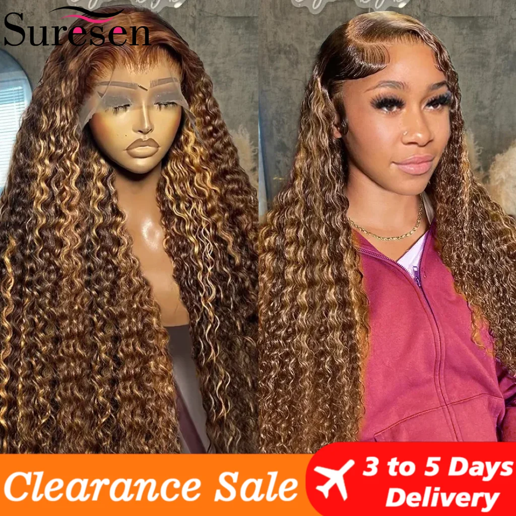 Highlight Kinky Curly Wigs 100% Human Hair Wig 13x6 HD Lace Frontal Wig Honey Blonde 13x4 Lace Front Human Hair Wigs For Women