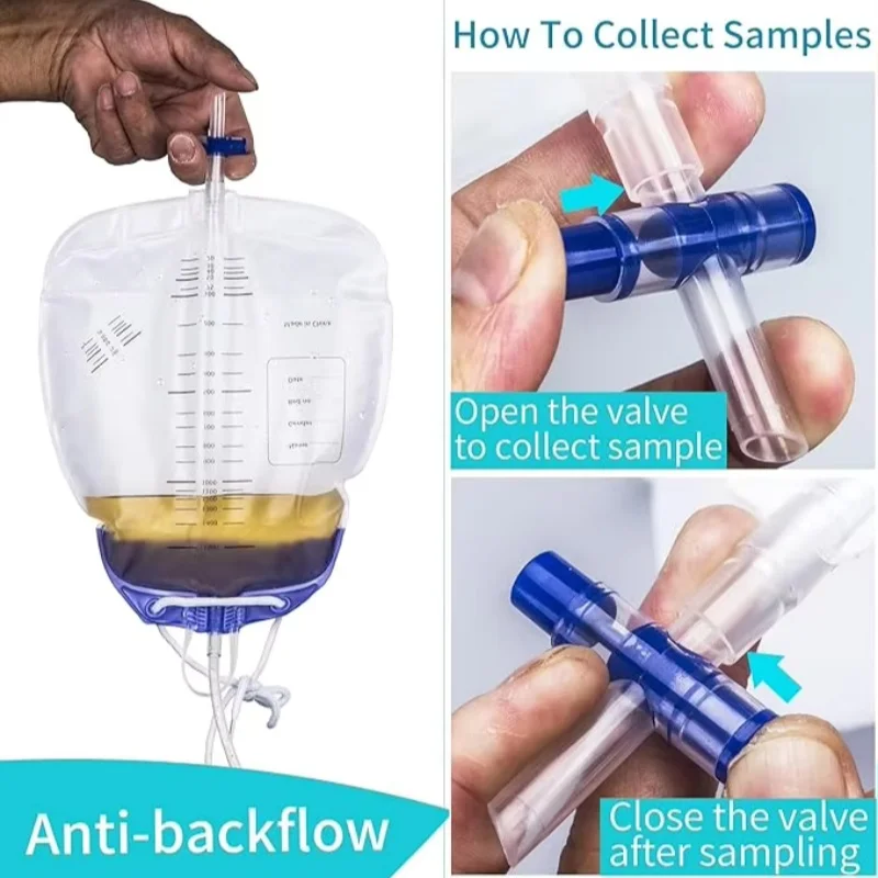 5Pcs Anti-reflux Urine Collection Bag Peritoneal Drainage Bag Collection Urine Bag Urinary  Sterile 1500/1000ML