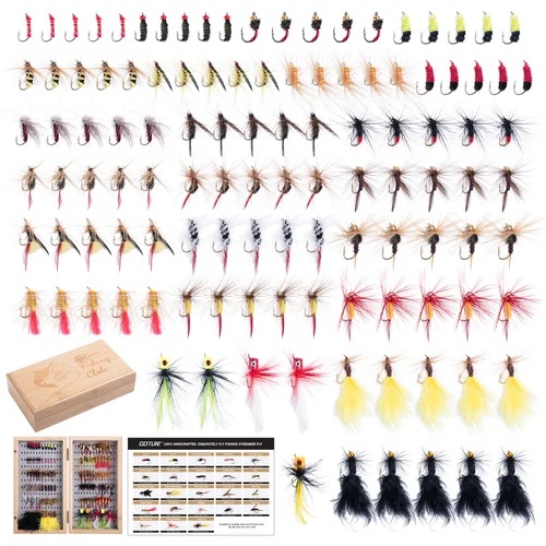 Imagen 2 del producto Goture Kit de moscas de pesca con mosca, 26-115 Uds. Señuelos de pesca con mosca, moscas secas, cebo húmedo, serpentinas, moscas de ninfas, Kit surtido de pesca con mosca
