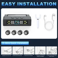 T20 USB/Solar Charging TPMS Car Tyre Monitor with 4 or 6 External Temperature Sensors Digital LCD Display 0-9.9Bar Tire Pressure Gauge Universal Smart 433.92MHz Auto Security Alarm 8