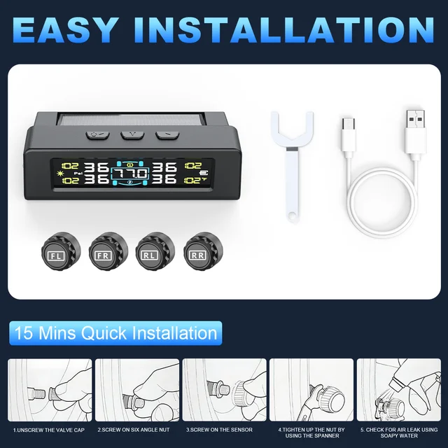 T20 USB/Solar Charging TPMS Car Tyre Monitor with 4 or 6 External Temperature Sensors Digital LCD Display 0-9.9Bar Tire Pressure Gauge Universal Smart 433.92MHz Auto Security Alarm 8 T20 USB/Solar Charging TPMS Car Tyre Monitor with 4 or 6 External Temperature Sensors Digital LCD Display 0-9.9Bar Tire Pressure Gauge Universal Smart 433.92MHz Auto Security Alarm 8