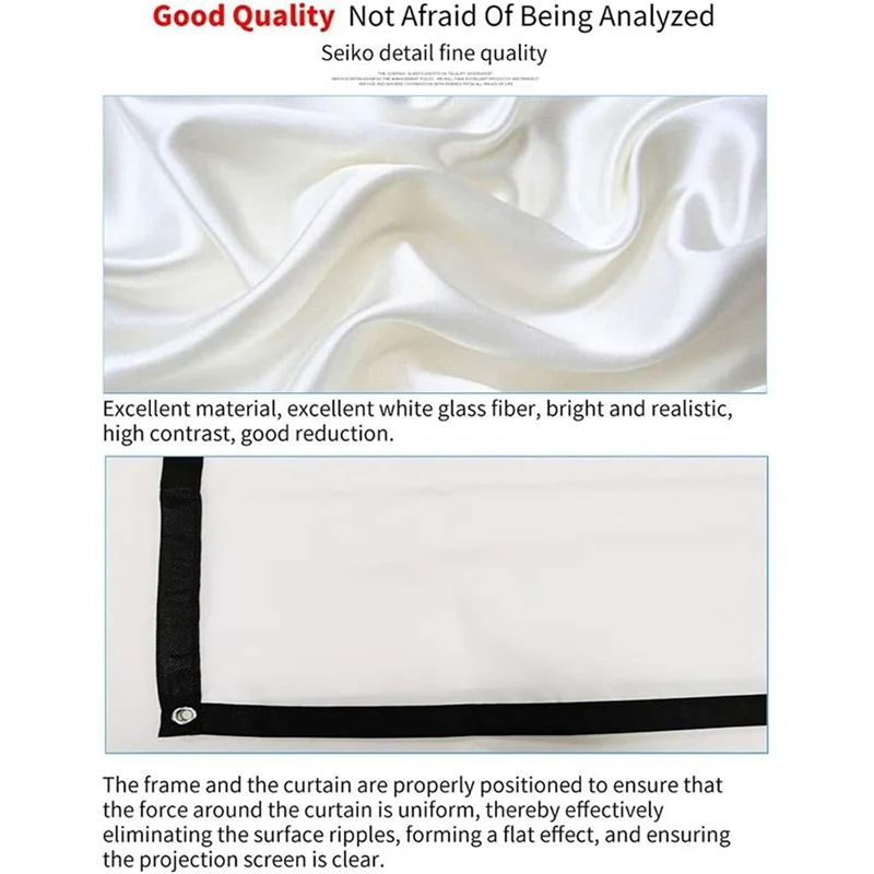 【HOT】 Ekran projektora Ekran filmowy 16:9 Przenośny ekran projektora Składany, nadający się do prania do filmów domowych w kinie 150 cali