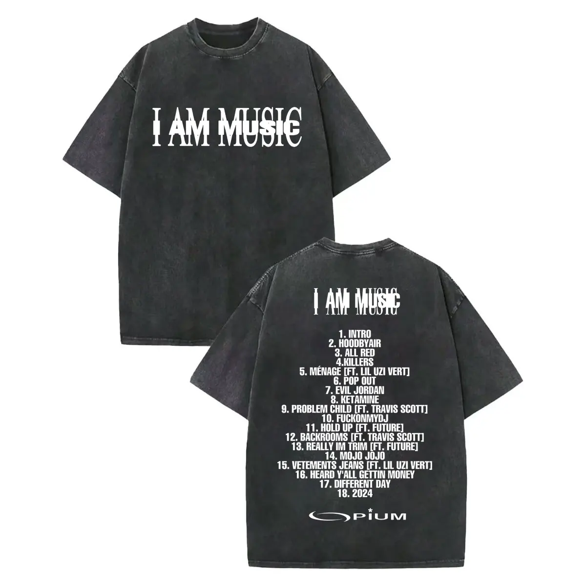 

Playboi Carti I Am Music 2025 New Album Print T-shirts Fashion Hip Hop Vintage Washed T-shirt Men Women Casual Loose T Shirts