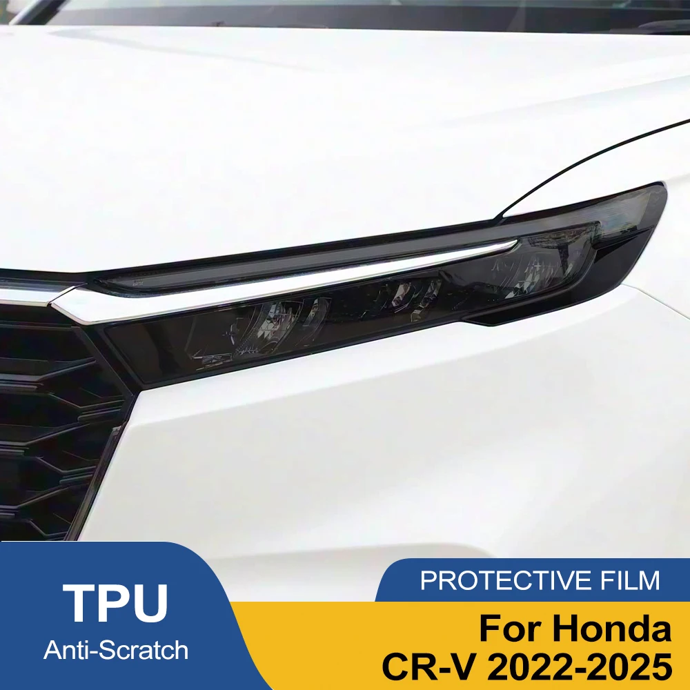 Für Honda CR-V 2022-2025 Rauchschwarz Auto-Scheinwerfer-Schutzfolie TPU PPF Vorgeschnittenes Kratzfestes Vinyl-Wrap-Kit Hochglanz-Folie