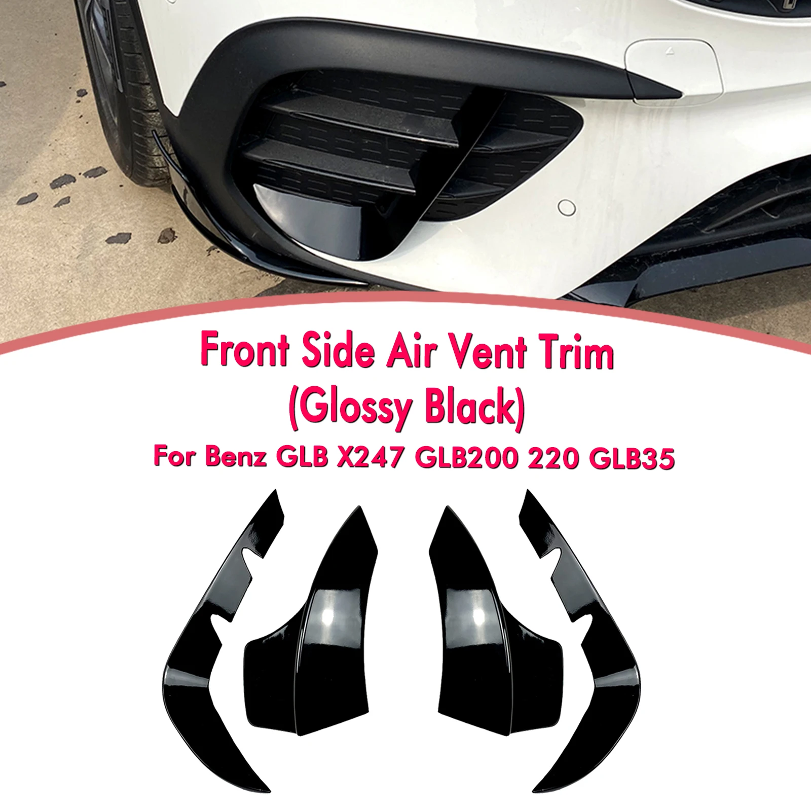 Front Bumper Side Spoiler Canard+Fog Light Air Vent Trim Intake Cover For Mercedes Benz GLB Class X247 GLB200 GLB220 GLB35 AMG