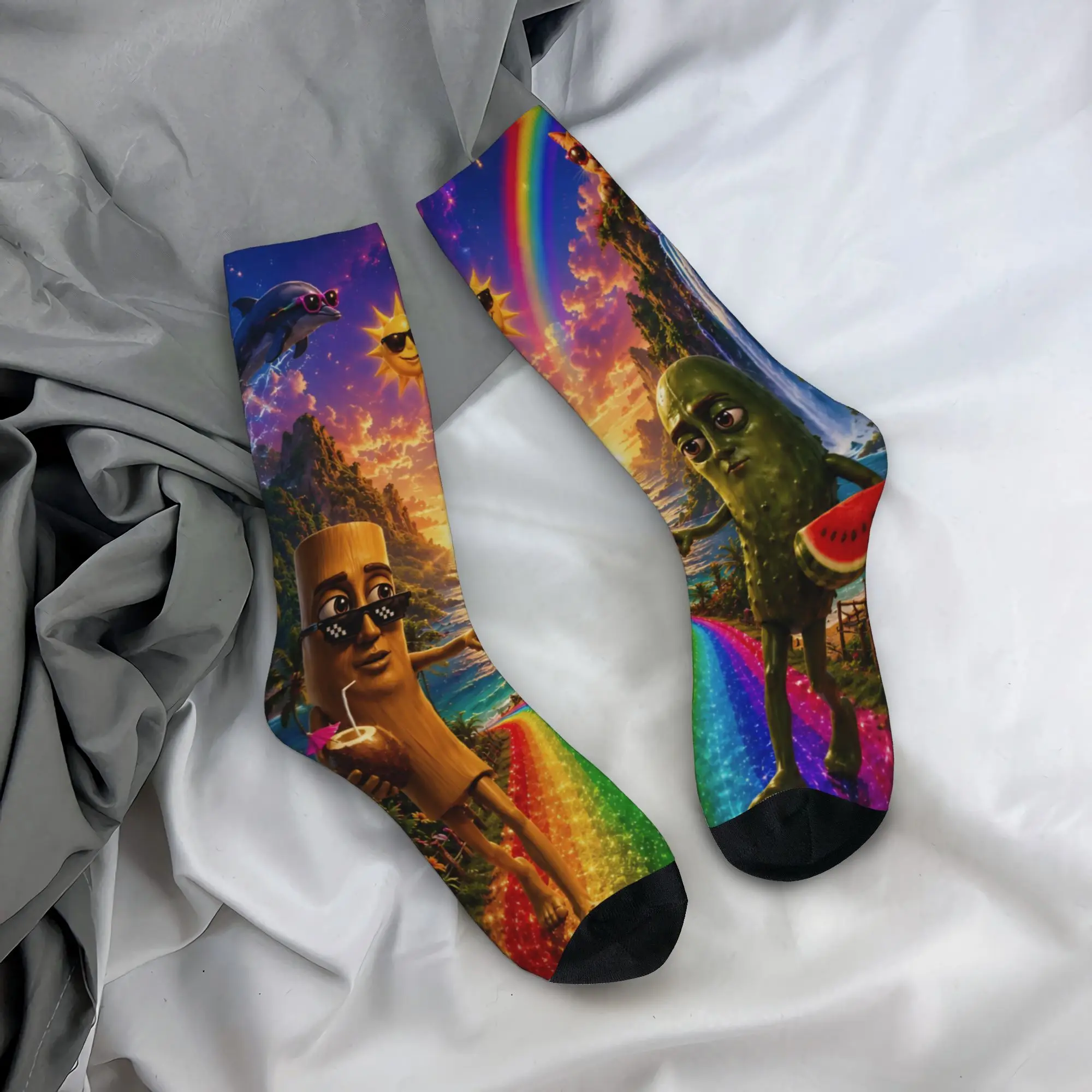 Men's Women's Brainrot Tung Tung Sahur Bombardiro Crocodilo Socks Warm Casual  Socks High Quality Merchandise Middle Tube Socks
