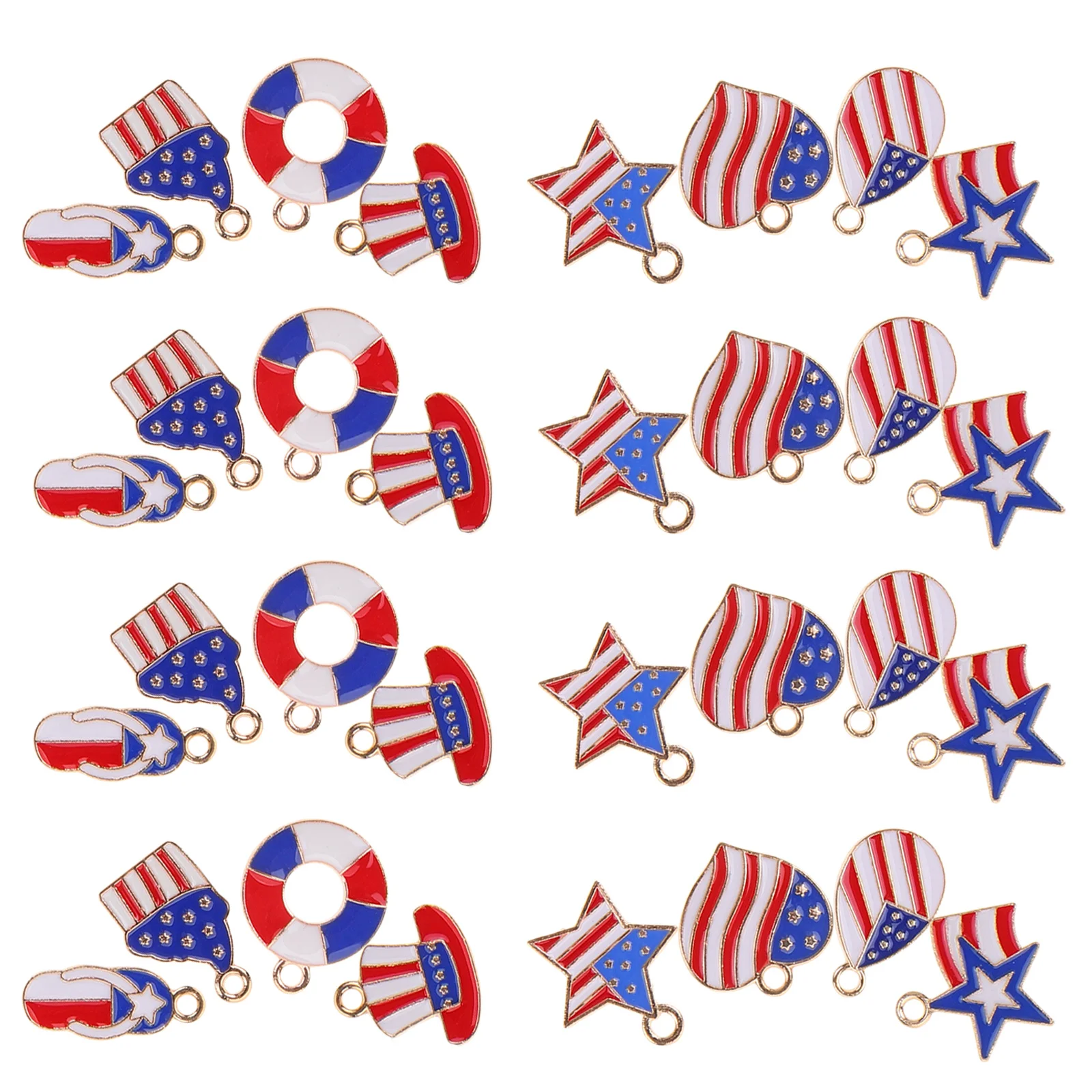 48 pezzi in lega di zinco con bandiera americana, ciondoli, risultati di gioielli creativi per orecchini fai da te, bracciali, collane, forniture artigianali
