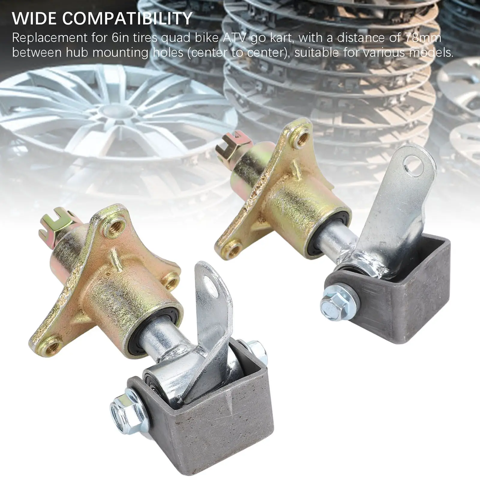 Steering Spindle Bracket Set OEM Replacement 1Pair 3 Stud Front Wheel Hub Assembly for 6In Tire ATV Go Kart Quad
